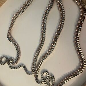 Loft Pink Pearl-like and Silver Necklace